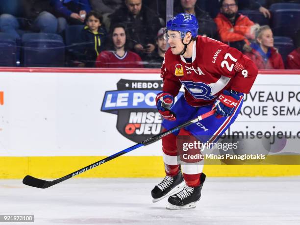 Peter Holland of the Laval Rocket skates against the Hershey Bears during the AHL game at Place Bell on February 16, 2018 in Laval, Quebec, Canada....