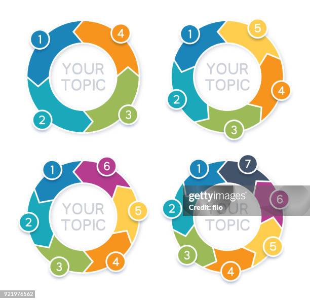 arrow circle infographics - 7 steps stock illustrations