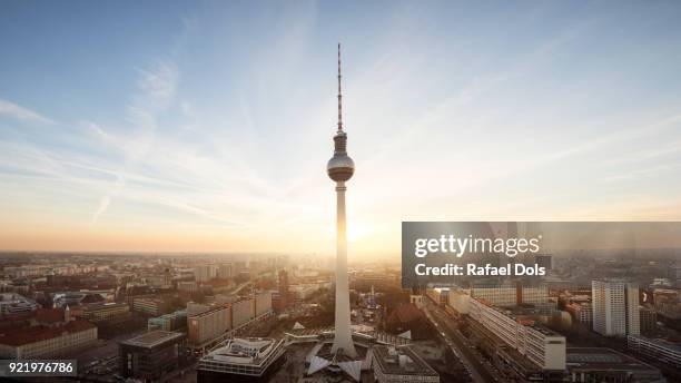 urban skyline of berlin - berliner fernsehturm stock-fotos und bilder