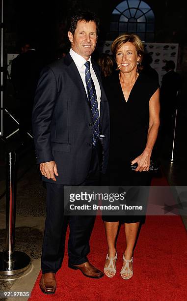 Robbie Deans and wife Penny Deans pose for a photograph during the John Eales Medal Dinner at the Carriage Works on October 22, 2009 in Sydney,...