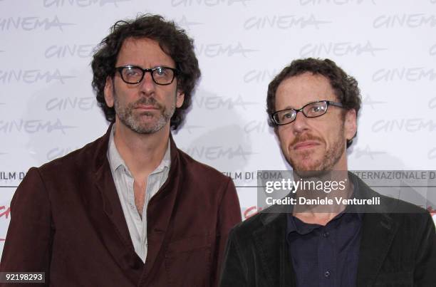 Directors Joel Coen and Ethan Coen attend the "A Serious Man" Photocall during Day 8 of the 4th International Rome Film Festival held at the...