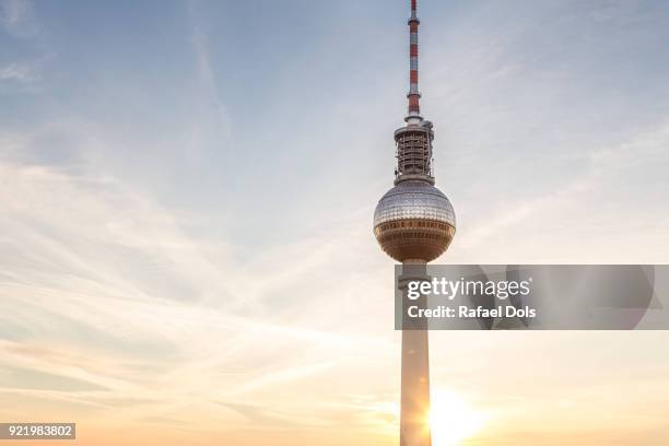 berliner fernsehturm - the tv tower of berlin - television tower berlin stock-fotos und bilder