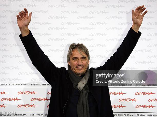 Director Mimmo Calopresti attends the 'La Maglietta Rossa' Photocall during Day 8 of the 4th International Rome Film Festival held at the Auditorium...