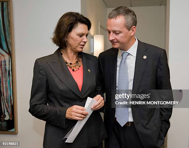 German Agriculture Minister Ilse Aigner talks to her French counterpart Bruno Le Maire during the last day of the informal meeting of EU agriculture...