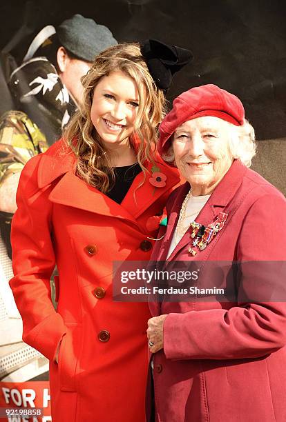 Dame Vera Lynn and Hayley Westenra attend a press launch for the Poppy Appeal on October 22, 2009 in London, England.