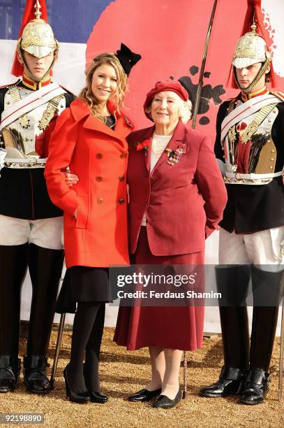 Dame Vera Lynn and Hayley Westenra attend a press launch for the Poppy Appeal on October 22, 2009 in London, England.