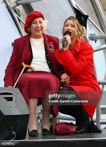 Dame Vera Lynn and Hayley Westenra attend the Poppy Appeal For Afghan Generation launch on October 22, 2009 in London, England.