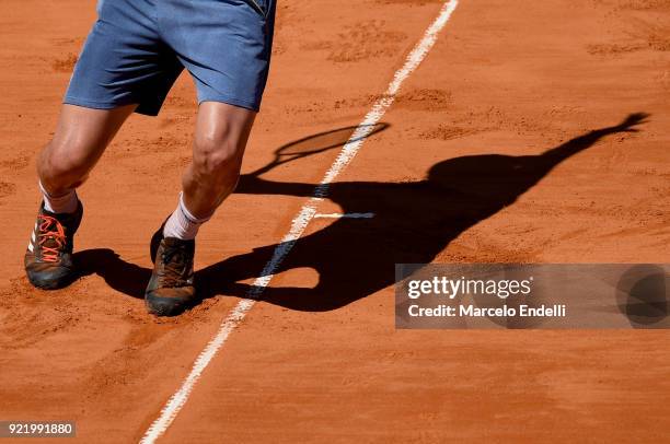 Dominic Thiem of Austria serves during the final match between Dominic Thiem of Austria and Aljaz Bedene of Slovenia as part of ATP Argentina Open at...