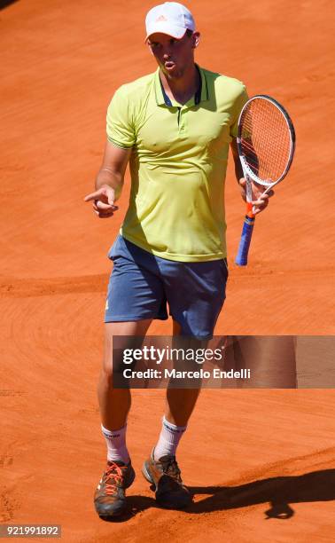 Dominic Thiem of Austria gestures during the final match between "tDominic Thiem of Austria and Aljaz Bedene of Slovenia as part of ATP Argentina...