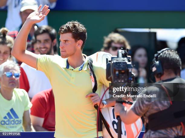 Dominic Thiem of Austria greets fans before the final match between "tDominic Thiem of Austria and Aljaz Bedene of Slovenia as part of ATP Argentina...