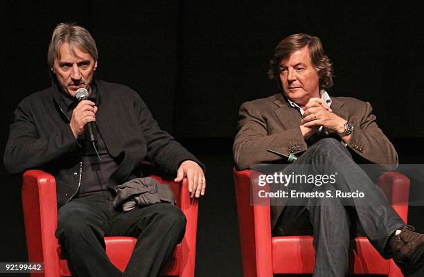 Director Mimmo Calopresti and actor Adriano Panatta attend the 'La Maglietta Rossa' Photocall during Day 8 of the 4th International Rome Film...