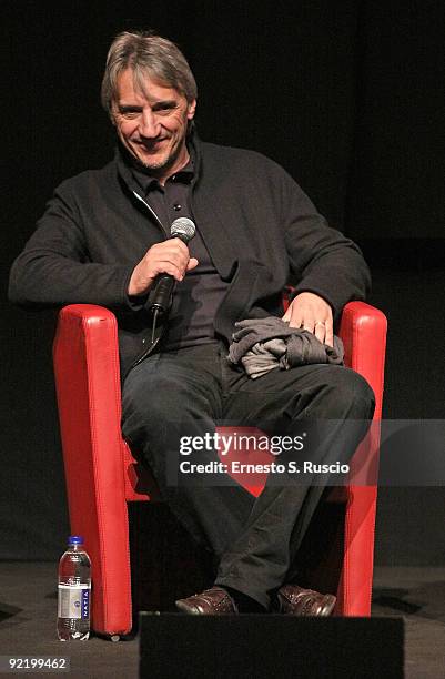 Director Mimmo Calopresti attends the 'La Maglietta Rossa' Press Conference during Day 8 of the 4th International Rome Film Festival held at the...