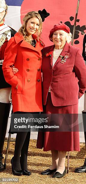Hayley Westenra and Dame Vera Lynn attends a press launch for the Poppy Appeal on October 22, 2009 in London, England.