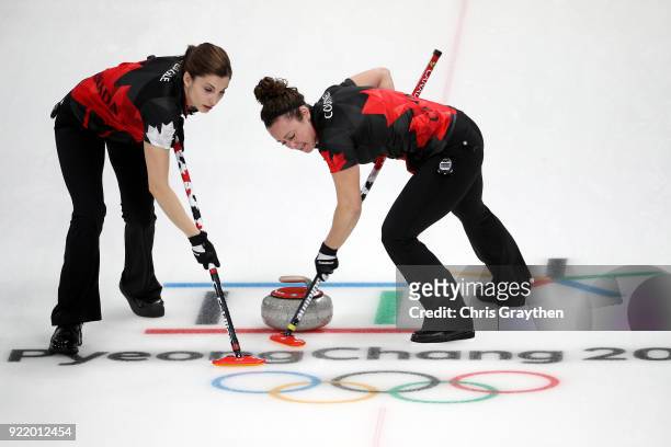 Team Canada competes against Great Britian during the Women's Round Robin Session 11 at Gangneung Curling Centre on February 21, 2018 in Gangneung,...
