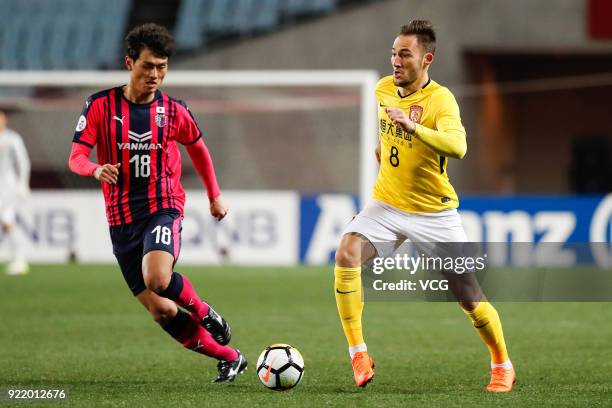 Nemanja Gudelj of Guangzhou Evergrande dribbles during the AFC Champions League Group G match between Cerezo Osaka and Guangzhou Evergrande at the...