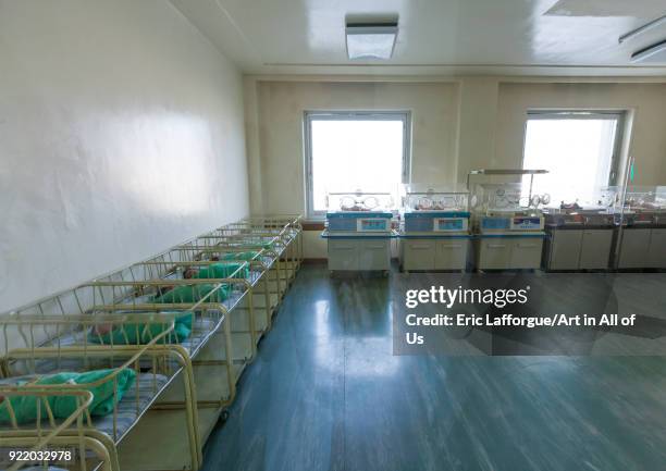 Newborn babies in a maternity, Pyongan Province, Pyongyang, North Korea on September 8, 2008 in Pyongyang, North Korea.