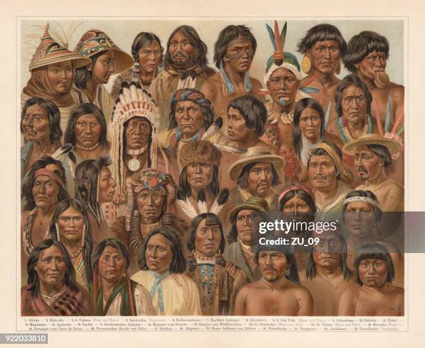 amrican native people, lithograph, published in 1897 - vancouver canada stock illustrations