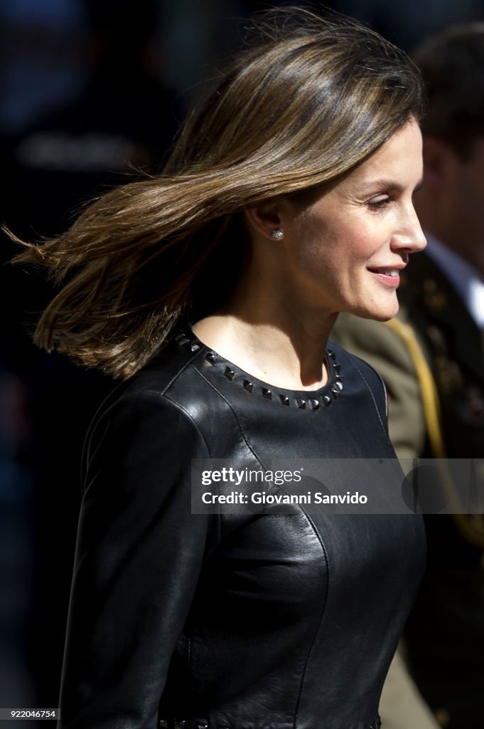 Queen Letizia Attends a Gender Violence Meeting in Madrid