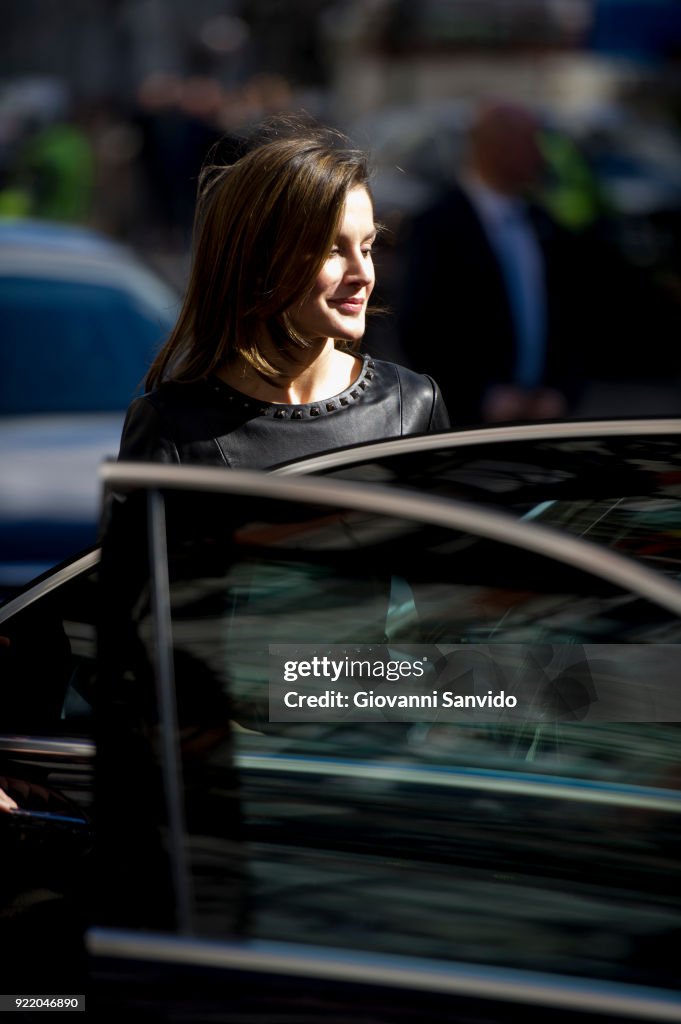 Queen Letizia Attends a Gender Violence Meeting in Madrid