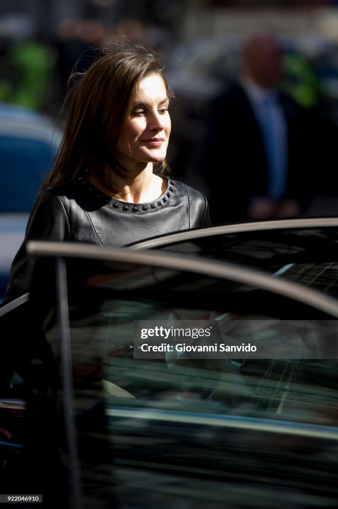 Queen Letizia Attends a Gender Violence Meeting in Madrid