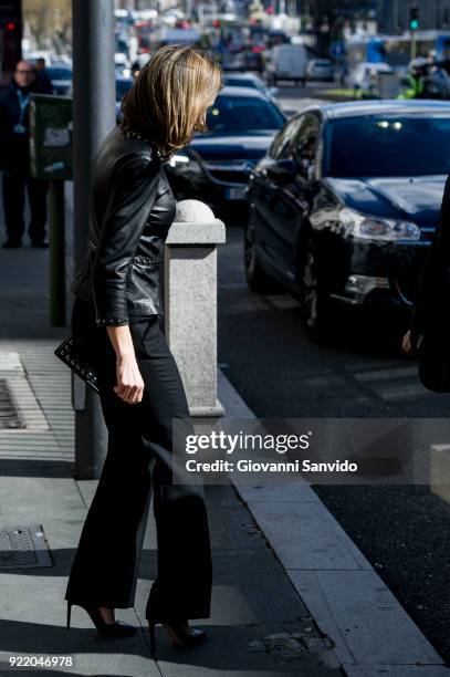 Queen Letizia of Spain attends a gender violence meeting at Government Delegation for Gender Violence on February 21, 2018 in Madrid, Spain.