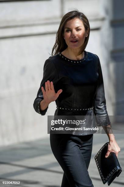 Queen Letizia of Spain attends a gender violence meeting at Government Delegation for Gender Violence on February 21, 2018 in Madrid, Spain.