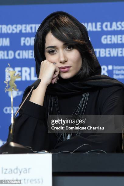 Parinaz Izadyar attends the 'Pig' press conference during the 68th Berlinale International Film Festival Berlin at Grand Hyatt Hotel on February 21,...