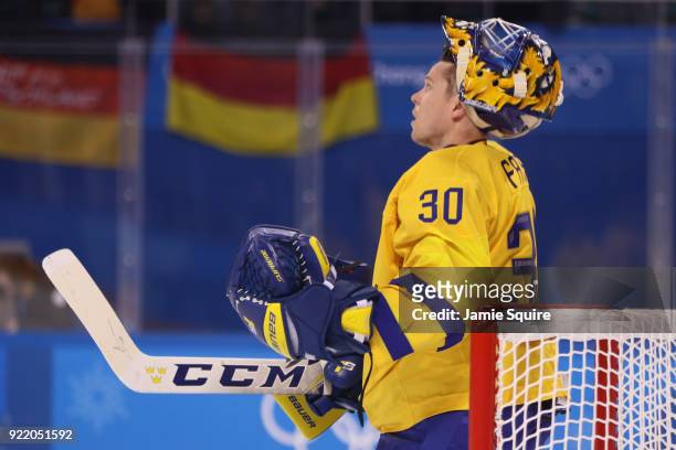 Viktor Fasth of Sweden looks on during the game against Germany during the Men's Play-offs Quarterfinals game on day twelve of the PyeongChang 2018...