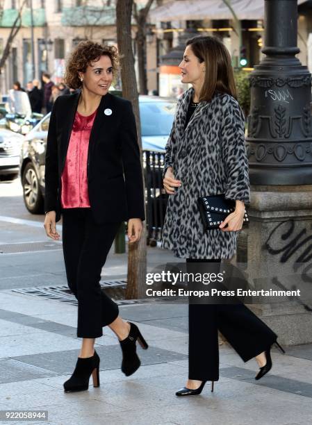 Queen Letizia of Spain and Dolors Montserrat attend Gender-Based Violence meeting at Delegacion del Gobierno para la Violencia de Genero headquarters...