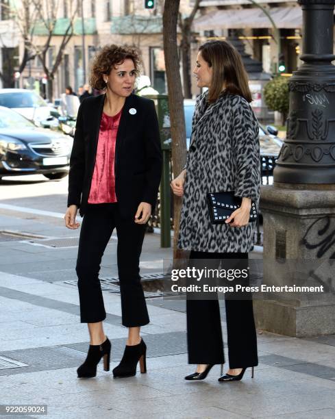 Queen Letizia of Spain and Dolors Montserrat attend Gender-Based Violence meeting at Delegacion del Gobierno para la Violencia de Genero headquarters...