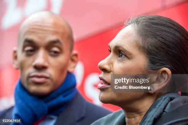 Anti-brexit campaigners Gina Miller, founding partner of SCM Private LLP, right, and Chuka Umunna, U.K. Lawmaker for the opposition Labour party,...