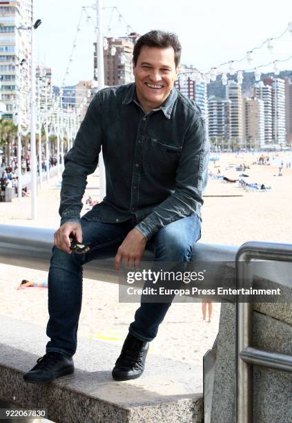 Pedro Mari Sanchez attend the filming of 'Fugitiva' serie on February 20, 2018 in Benidorm, Spain.