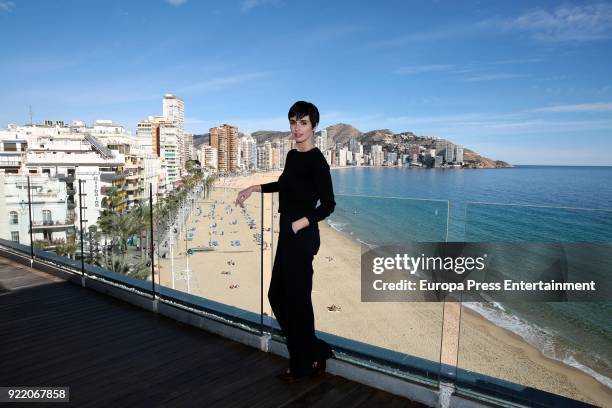 Paz Vega attends the filming of 'Fugitiva' serie on February 20, 2018 in Benidorm, Spain.