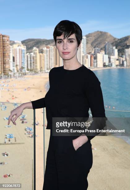 Paz Vega attends the filming of 'Fugitiva' serie on February 20, 2018 in Benidorm, Spain.