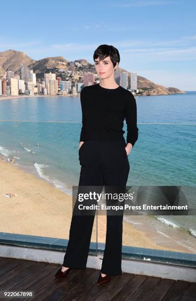 Paz Vega attends the filming of 'Fugitiva' serie on February 20, 2018 in Benidorm, Spain.