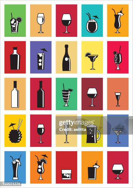 alcohol drink icons - cachaça stock illustrations