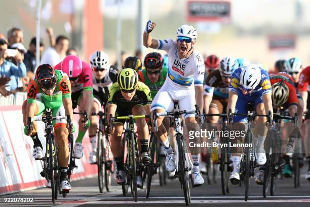 4th Abu Dhabi Tour 2018 / Stage 1 Arrival / Sprint / Alexander Kristoff of Norway Celebration / Andrea Guardini of Italy / Caleb Ewan of Australia /...