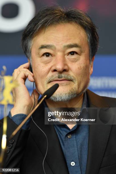 Kiyoshi Kurosawa attends the 'Foreboding' press conference during the 68th Berlinale International Film Festival Berlin at Grand Hyatt Hotel on...