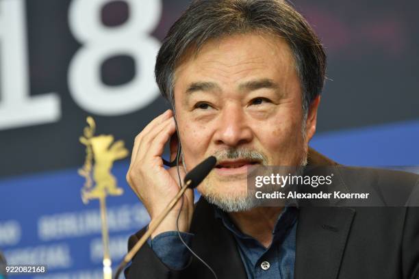 Kiyoshi Kurosawa attends the 'Foreboding' press conference during the 68th Berlinale International Film Festival Berlin at Grand Hyatt Hotel on...