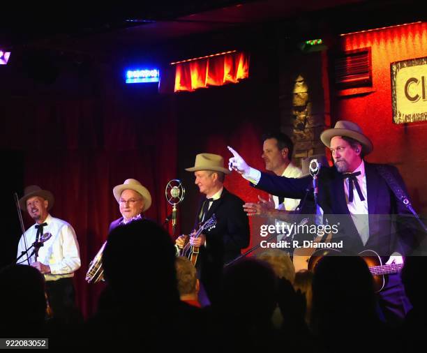 Band members Johnny Warren , Charlie Cushman , Jeff White , Shawn Camp ,Barry Bales and Jerry Douglas of Earls of Leicester perform at City Winery on...