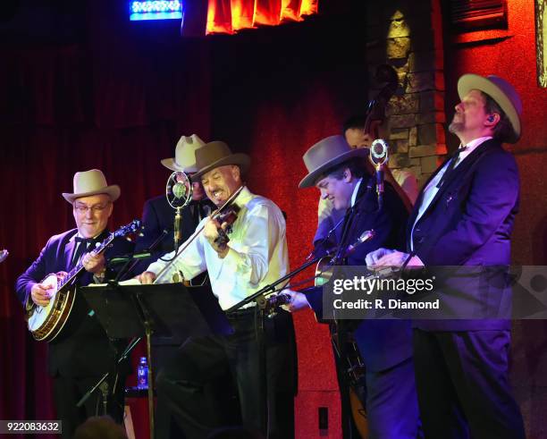 Band members Johnny Warren , Charlie Cushman , Jeff White , Shawn Camp ,Barry Bales and Jerry Douglas of Earls of Leicester perform at City Winery on...