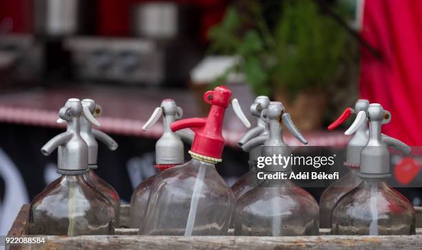 old soda bottles - siphon stock pictures, royalty-free photos & images