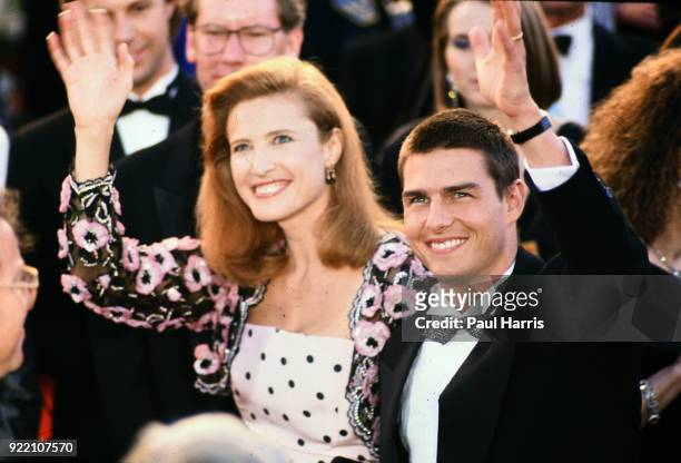 Tom Cruise and Mimi Rogers arrive at 1989 Oscars March 29, 1989 at the Dorothy Chandler Pavilion,Los Angeles, California