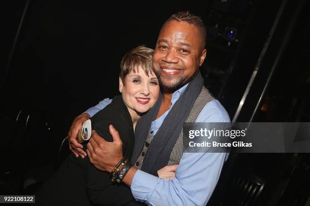 Musical Director/Conductor Leslie Stifelman and Cuba Gooding Jr pose backstage at the hit musical "Chicago" on Broadway at The Ambassador Theater on...