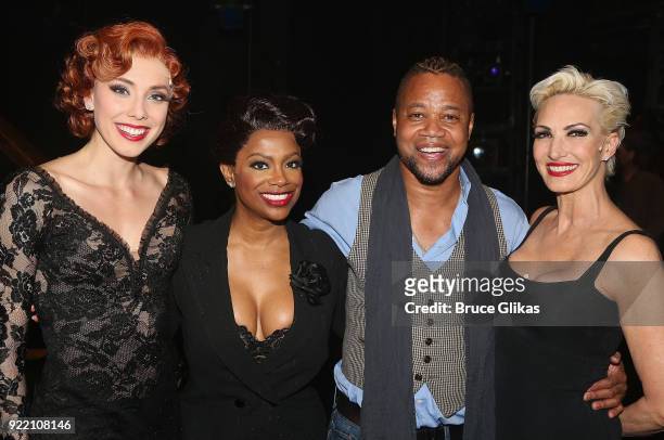 Jessica Ernest as "Roxie Hart", Kandi Burruss as "Matron Mama Morton", Cuba Gooding Jr and Amra-Faye Wright as "Velma Kelly" pose backstage at the...