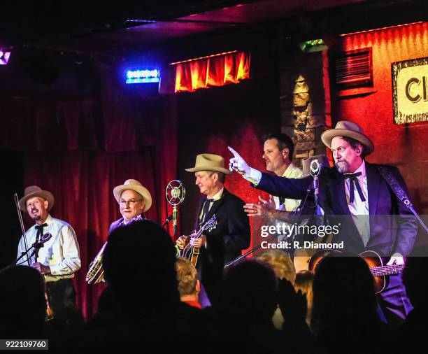 Band members Johnny Warren , Charlie Cushman , Jeff White , Shawn Camp ,Barry Bales and Jerry Douglas of Earls of Leicester perform at City Winery on...