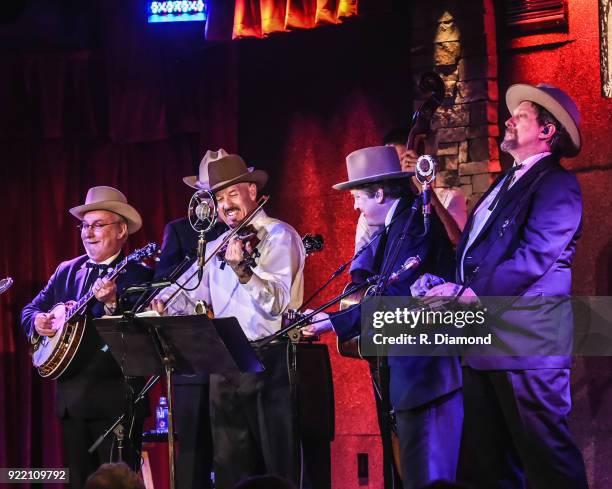 Band members Johnny Warren , Charlie Cushman , Jeff White , Shawn Camp ,Barry Bales and Jerry Douglas of Earls of Leicester perform at City Winery on...