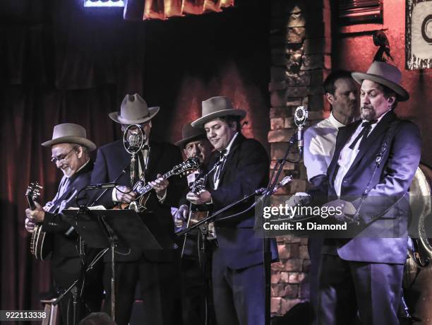 Band members Johnny Warren , Charlie Cushman , Jeff White , Shawn Camp ,Barry Bales and Jerry Douglas of Earls of Leicester perform at City Winery on...