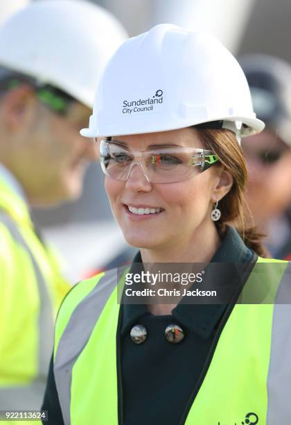 Catherine, Duchess of Cambridge visits the Northern Spire, an ambitious and striking new bridge over the River Wear, due to open in spring 2018 on...