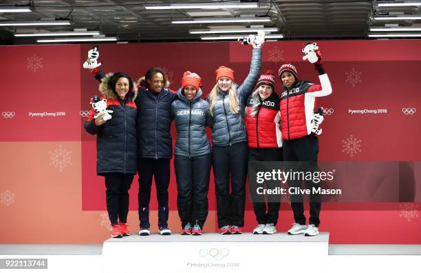 Elana Meyers Taylor and Lauren Gibbs of the United States, silver, Mariama Jamanka and Lisa Buckwitz of Germany, gold, and Kaillie Humphries and...